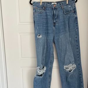 Forever 21 Ripped Wide Leg Jeans